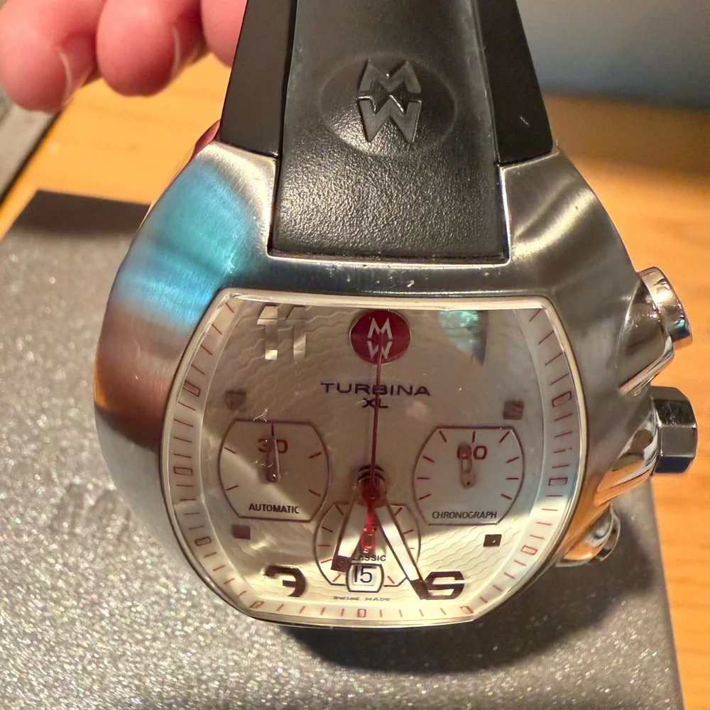 Michele White Dial Automatic Chronograph with Red Accents